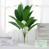 Viajero de hoja plátano palma Areca hoja de tortuga plástico planta verde pequeña con hierba manojo único flor artificial planta en maceta decoración paisajismo