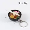 Mini Hashi de Simulação Chaveiro de Macarrão Tigela Miniatura Camarão Tempura Tigela de Macarrão Pingente de Bolsa Brinquedo de Comida Falsa