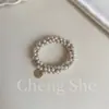 Estilo Ins Mori Japonês e Coreano Corda de Cabelo para Rabo de Cavalo de Menina Fofa Pequena Fresca Versátil Corda de Amarrar Anel de Cabelo de Pérola Adorno de Cabeça Elegante