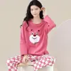 Pijama Atacado Feminino Manga Longa Calça Conjunto Menina Japonesa Desenho Animado Fofo Tamanho Grande Primavera e Outono Roupa de Casa Pode Ser Usada Fora
