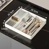 Caja de Almacenamiento Expandible para Cajones del Hogar, Organizador de Cubiertos de Cocina de Gran Capacidad con Compartimentos, Desmontable