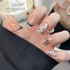Unhas Postiças Populares do Xiaohongshu, Unhas de Manicure Francesa Estampa de Leopardo Curta de Outono e Inverno de Alta Qualidade, Unhas Postiças Sexy
