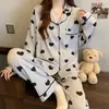 Pijama para Primavera e Outono, Conjunto de Roupa de Casa Listrado de Manga Longa para Meninas, Pode Ser Usado Fora de Casa, Atacado Transfronteiriço, Estilo Doce e Fofo