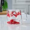 Suministro transfronterizo网红 flor real doble capa de vidrio alto valor de color regalo acompañante taza de café alto borosilicato taza simple
