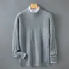 Baicai Rong Nuevo Suéter de Lana de Cuello Medio Alto Otoño/Invierno para Hombre Grueso Holgado Color Sólido Suéter Tejido de Cable Prendas de Punto Casuales