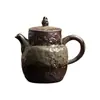 Chaleira de Barro e Pedra Antiga Kettle Retrô Chinesa Plana Utensílio Doméstico de Cerâmica Conjunto de Chá Kung Fu Bule Único Presente de Feriado
