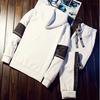 Traje de dos piezas de estudiante de manga larga para hombres jóvenes, sudadera, jersey de primavera y otoño para hombres, ropa deportiva informal con capucha de estilo coreano