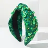 Nova chegada Irlanda St. Conjunto de faixa de cabeça de trevo com estampa de dia de São Patrício, tamanho pérola, acessórios de cabelo da moda para mulheres