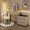 Tocador Inteligente de Lujo Ligero de Madera Maciza con Sentido Avanzado, Carga Inalámbrica, Gabinete de Cubo Simple Moderno para Dormitorio, Mesa de Maquillaje Integrada