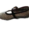 Versión de Piel de Oveja ~4 cm de Altura que Aumenta los Zapatos Planos de Malla Mary Jane, Zapatos de Ballet, Impresionantes Zapatos Planos de Estilo Francés Completamente Tachonados de Diamantes para Mujer