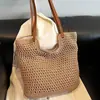 Nova Bolsa de Palha Tecida 2025 para Mulheres, Bolsa de Ombro Grande de Palha para o Verão, Bolsa de Mão Estilo Férias na Praia