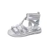 Zapatos Romanos de Caña Alta para Niños 2026 Nuevas Sandalias de Verano para Niñas con Cierre Trasero y Suela Suave Zapatos de Playa de Moda para Niñas Pequeñas