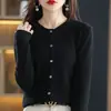 Casaco de malha cardigã feminino gola redonda jaqueta suéter primavera e outono novo solto moderno curto estiloso camisa base