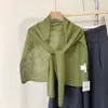 Chal exterior de punto con mezcla de lino, versión extragrande para primavera y otoño, adecuado para ir al trabajo, bufanda protectora para el cuello, color liso simple, calentador de cuello de alta gama