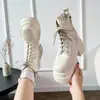 6228-21 Botines con Aumento de Altura para Mujer 2026 Nuevo Primavera/Otoño Adelgazantes de Suela Gruesa Estilo Británico con Cordones Botas Martin