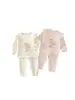 Roupas e Calças de Outono para Crianças Girassol Conjunto Primavera e Outono Roupas de Bebê Algodão Puro Sem Costura Camada Base para Bebê Pijamas de Algodão Puro