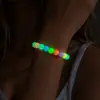 Pulsera de tarjeta de bendición tejida con hilo de cera impermeable, acrílico luminoso personalizado con cuentas de amor, juego de 2 piezas