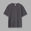 Algodón Lavado Americano 320g Pesado Cuello Henley Suelto Cuello Abierto Ami Khaji Color Sólido Pareja Camiseta de Manga Corta para Hombre
