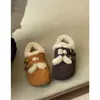 Sapatos Slip-On Birkenstock com Aumento Interno de Altura para Mulheres, Sapatos Quentes de Inverno com Bico Redondo, Forrados com Lã, Peludos, Sapatos de Algodão, Sapatos Individuais
