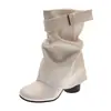 Versión en stock~Botas de pantalón estilo británico de cuero suave para mujer 2026 nuevo estilo hebilla Botas Martin para mujer botas holgadas botas de media pantorrilla