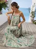 Novo Vestido Longo com Alça Estampado Redondo de Cruzamento Europeu e Americano para Site Independente Amazon e Aliexpress