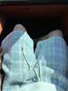 Pantalones cortos de punto a cuadros azules estilo Chanel para hombre, pantalones cortos casuales transpirables de verano estilo americano de alta resistencia, pantalones cortos de marca de moda de longitud de cuarto