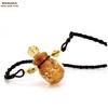 Joyería Winnie al por mayor collar con colgante de botella esférica de vidrio de arena dorada para aceite esencial con cuerda tejida a mano unisex botella de perfume