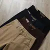 Pantalones casuales de sarga de algodón grueso para hombre para otoño e invierno, corte recto holgado, textura de alta calidad, pantalones caqui de negocios casuales