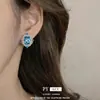 Brincos de Anel Aberto Quadrados de Zircônia Vintage Moda Estilo da Corte Anel para Dedo Indicador Conjunto de Design de Luxo Leve de Alta Qualidade