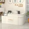 Balcão Curvo Moderno Simples com Cantos Semicirculares, Balcão de Recepção, Recepção da Empresa, Balcão de Caixa de Loja, Balcão de Consulta de Canto