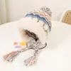 Chapéu de Proteção para Ouvidos Infantil Inverno Aveludado Espessado Chapéu à Prova de Vento para Bebê Estilo Étnico Retrô Chapéu de Lã Tricotado para Meninos e Meninas