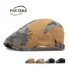 Gorra de Visera para Hombre, Estilo Biker Patchwork Vintage de Verano, Boina Versátil Casual para Mujer, Moderna