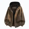 Chaqueta de cuero sintético de alta calidad estilo americano de dos piezas con capucha, marca NASA, nueva colección de otoño para hombre, prenda exterior holgada y casual, moderna