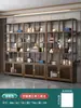 Vitrina de Madera Maciza Estilo Chino, Gabinete para Té, Estantería de Almacenamiento, Divisor de Madera de Olmo, Gabinete de Té para Oficina, Vitrina
