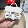 Bolso Mini Cuadrado Acolchado Estilo Chanel, Maletín Cruzado, Bolso para Auriculares de Doble Bolsillo con Cadena, Bolso Cruzado para Mujer