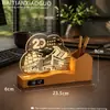 Reloj Corporativo de Aniversario Acrílico Creativo Portaplumas Regalo de Negocios para Escritorio Luz Nocturna con Logo Personalizado