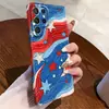 Funda Tk de Éxito en Ventas con Bloques de Color Rojo y Azul en Forma de Estrella de Cinco Puntas Adecuada para Samsung A53 Película Anti-Caída Funda de Teléfono de Gama Alta S25Ultra