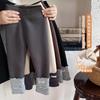 Leggings gruesos con forro polar para niñas, otoño e invierno, nuevo estilo coreano, estilo occidental, pantalones apilados para niñas, pantalones largos sin huesos