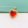 Pendente Coração Colorido de Pedra Preciosa Live Supply Moda Doce Completo em Diamante Colar de Amor Presente Dia dos Namorados Chinês Feminino Atacado