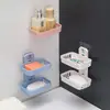 Jabonera creativa sin perforaciones, desagüe para baño, jabonera de pared, soporte para baño con ventosa, jabonera de doble capa