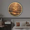 Estrellas y Mar Pintura Decorativa Redonda para Vestíbulo Pintura Iluminada con LED Estilo Lujo Ligero Pintura Colgante de Mesita de Noche Pintura de Pared de Fondo para Pasillo