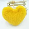 Llavero de pareja con forma de corazón de melocotón de felpa de fábrica, colgante para bolso de mujer con forma de corazón de imitación de pelo de conejo Rex, regalo para enviar a novias