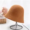 Novo Chapéu de Pescador Preto de Lã Outono/Inverno Feminino Chapéu de Bacia Retrô Emagrecedor de Rosto Versátil para Cabeça Grande Chapéu de Balde Quente
