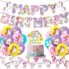 Tema de Cumpleaños de Unicornio Banderín Adorno para Pastel Set de Globos My Little Pony Suministros de Decoración para Fiesta de Cumpleaños