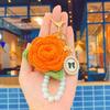 Llavero hecho a mano de lana tejida, llavero terminado, cadena para teléfono móvil, colgante de rosa de ganchillo, regalo hecho a mano, venta al por mayor
