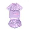 Nuevo traje de baño para niñas, dos piezas, con malla deportiva linda, adecuado para deportes y yoga de niñas, disponible en tallas pequeña, mediana y grande