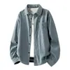 Dropshipping - Chaqueta Camisa de Pana para Hombre Corte Holgado Camisa de Trabajo Top C2473 Azul Gris