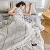 Estilo Silencioso Classe A Fio 100% Algodão Jacquard Tingido em Fio Lavável à Máquina Ar Condicionado Colcha Fina Antibacteriana Para Dormir Nu Quilt de Verão Conjunto de Quatro Peças