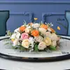 Mesa Redonda de Comedor para Hotel con Flores en el Centro, Mesa Redonda de Restaurante Flores en Mesa, Decoración de Banquete, Arte Floral, Decoraciones de Mesa para Sala de Conferencias, Flores