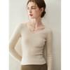 Suéter de Punto 100% Cachemira Pura con Cuello en V Blanco para Mujer, Estilo Francés Otoño e Invierno, Corte Ajustado, Suéter Básico